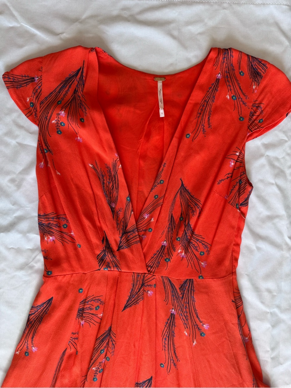 Free People retro coral print midi dress - Picture 2 of 12